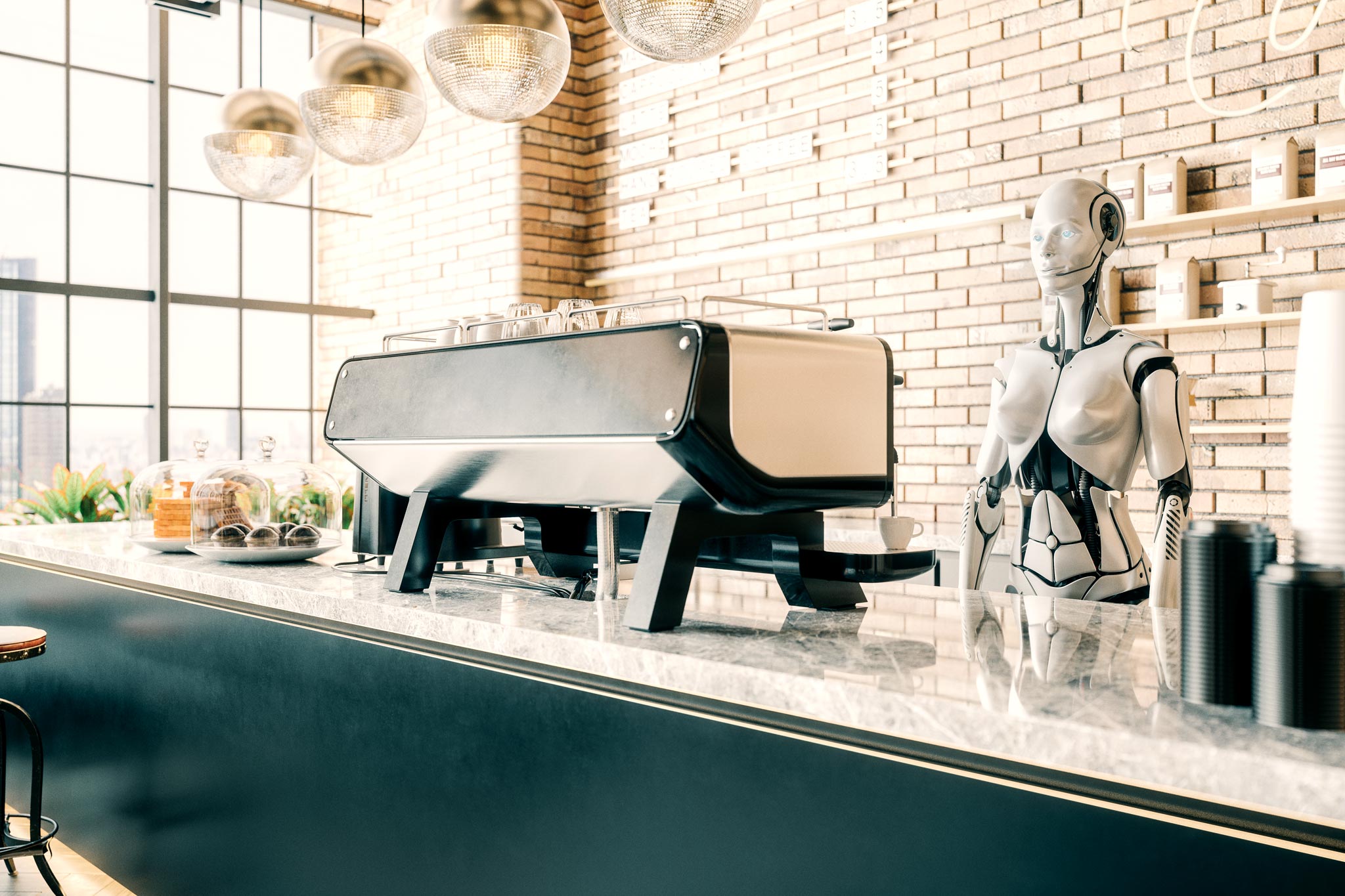 Third Wave Coffee Shop With Robot Barista. Image: iStock.com/imaginima